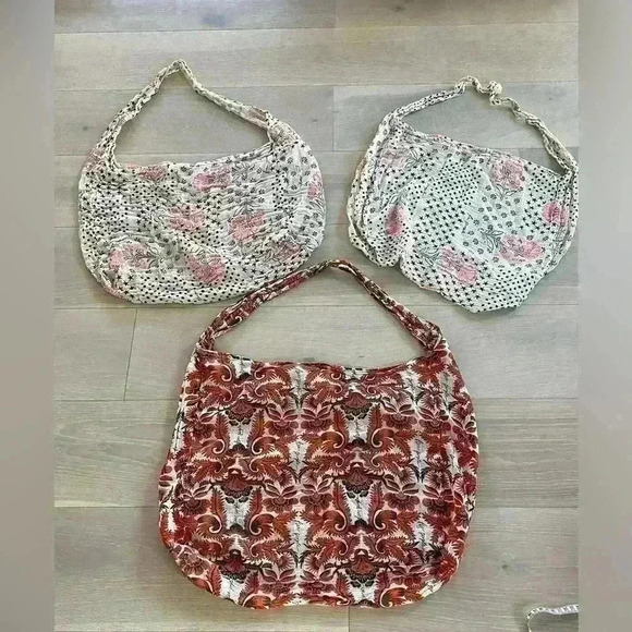 Free People lot of 3 Cotton Muslin Reusable Tote Bags - Picture 1 of 8